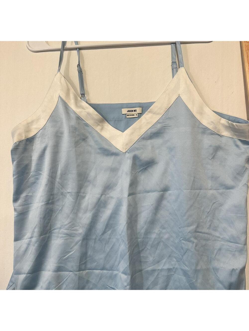Jason Wu Women's Baby Blue Cami Top White Trim, Size XL